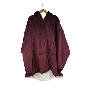 The Comfy Original Hoodie Blanket Adult Women's Burgundy Oversized Sherpa Lounge